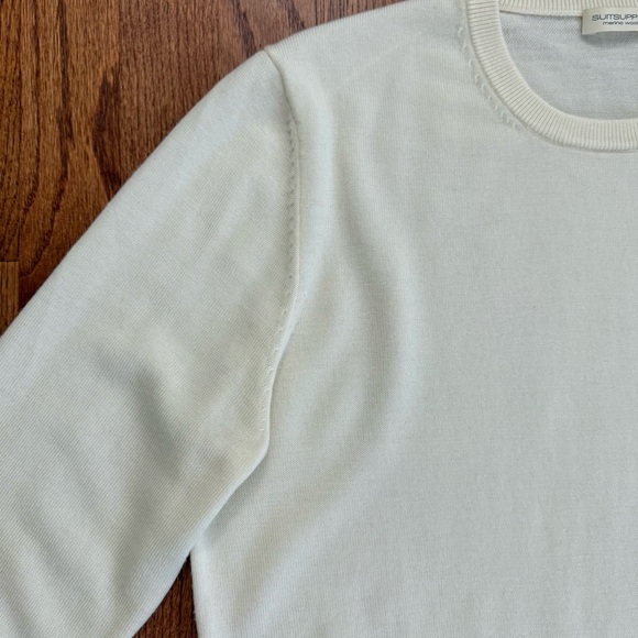SuitSupply Off White Merino Crewneck Sweater size M - Picture 7 of 16